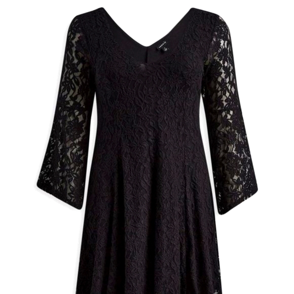 ❤️NWT VINTAGE TORRID MINI DRESS LACE BELL SLEEVE FLUTED PRINCESS SEAMS PLUS SIZE - Picture 7 of 9